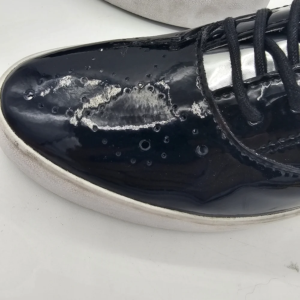 BlackStone NL41 Patent Leather Lace Up Sneakers Platform Shoes Womens Size 37